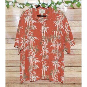 Seven Palm Men's Rust Orange Silk Hawaiian Shirt Size XXL Button Up Pocket